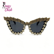 Luxury Gothic Punk Oversized Cat Eye Sunglasses Sassy Chick Logo