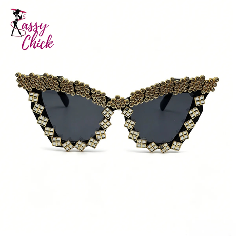 Luxury Gothic Punk Oversized Cat Eye Sunglasses Sassy Chick Logo