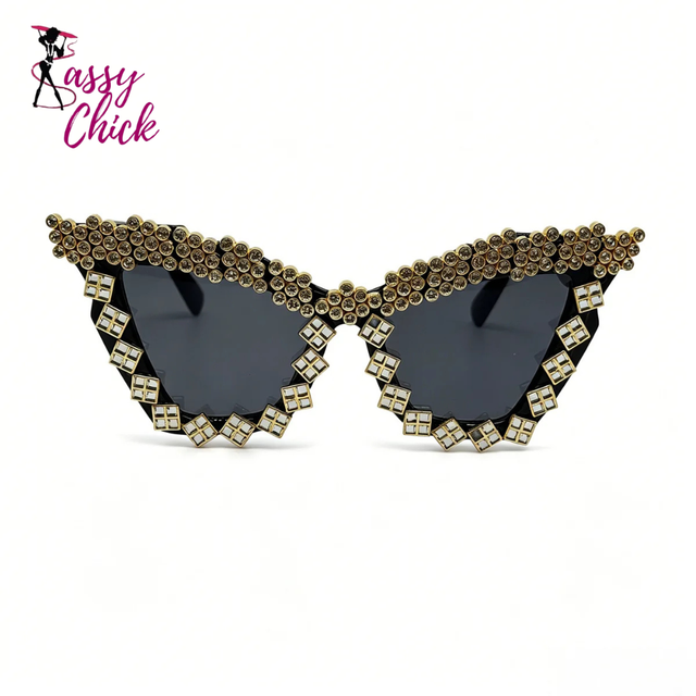 Luxury Gothic Punk Oversized Cat Eye Sunglasses Sassy Chick Logo