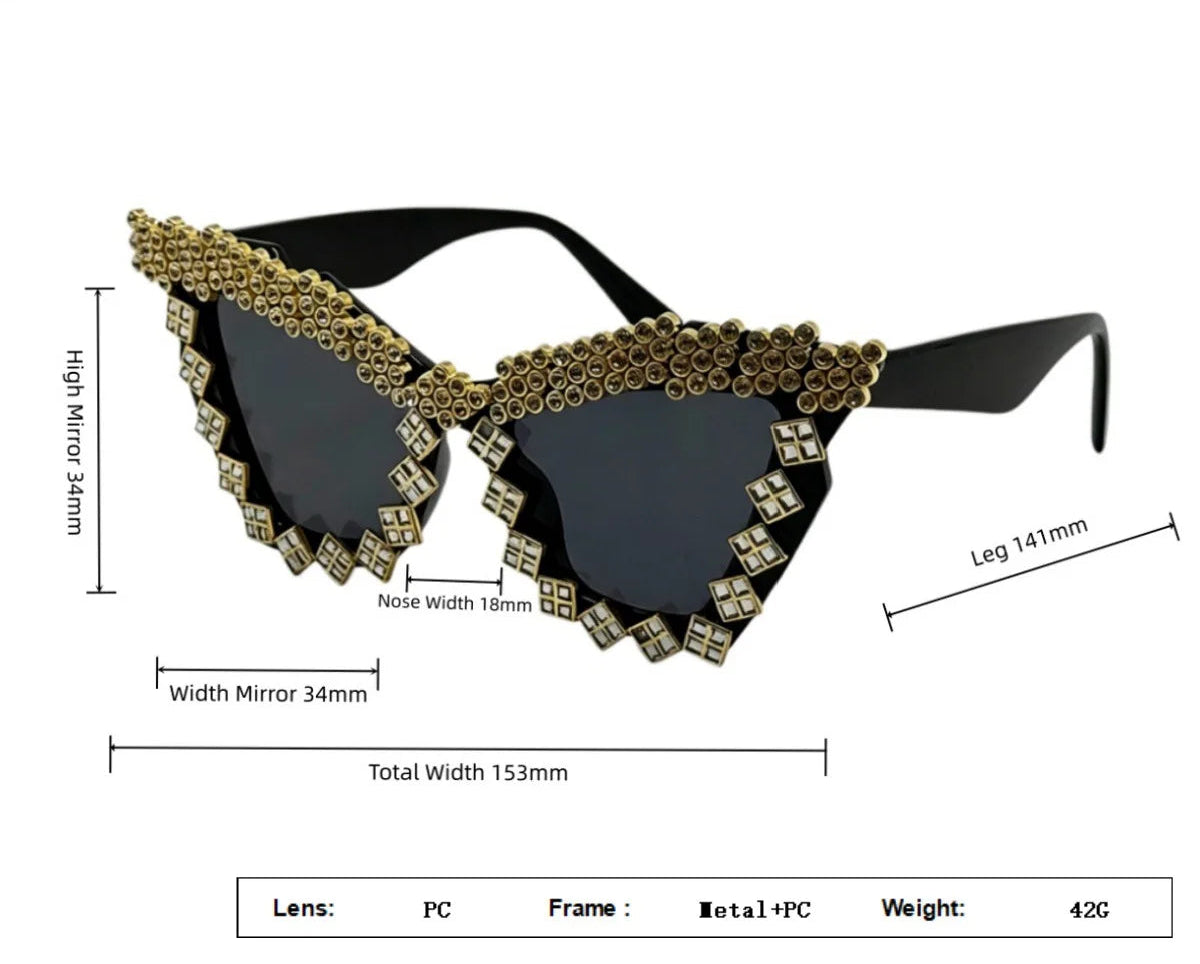 Size of Luxury Gothic Punk Oversized Cat Eye Sunglasses