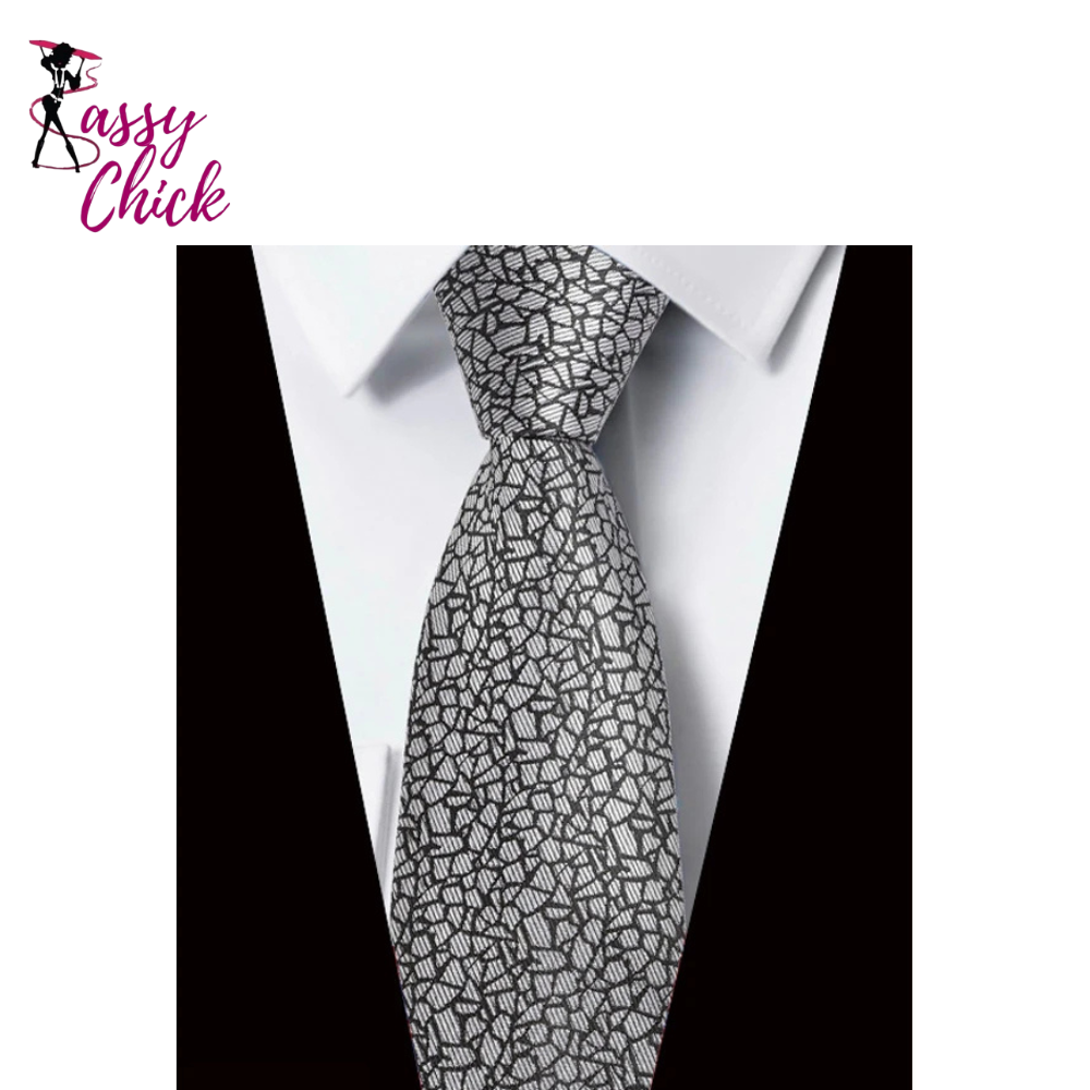 Luxury Gray Pink Jacquard Woven Necktie Sassy Chick Logo