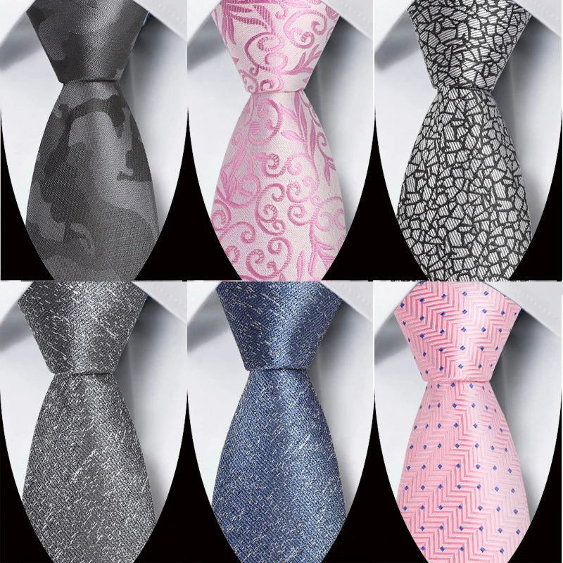 Collection of Luxury Gray Pink Jacquard Woven Necktie