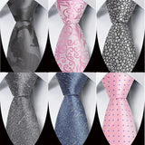 Collection of Luxury Gray Pink Jacquard Woven Necktie