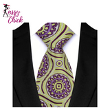 Luxury Green Color Floral Paisley Men's Ties Sassy Chick Logo