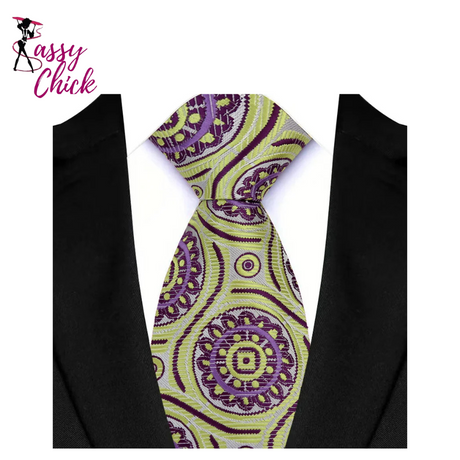 Luxury Green Color Floral Paisley Men's Ties Sassy Chick Logo