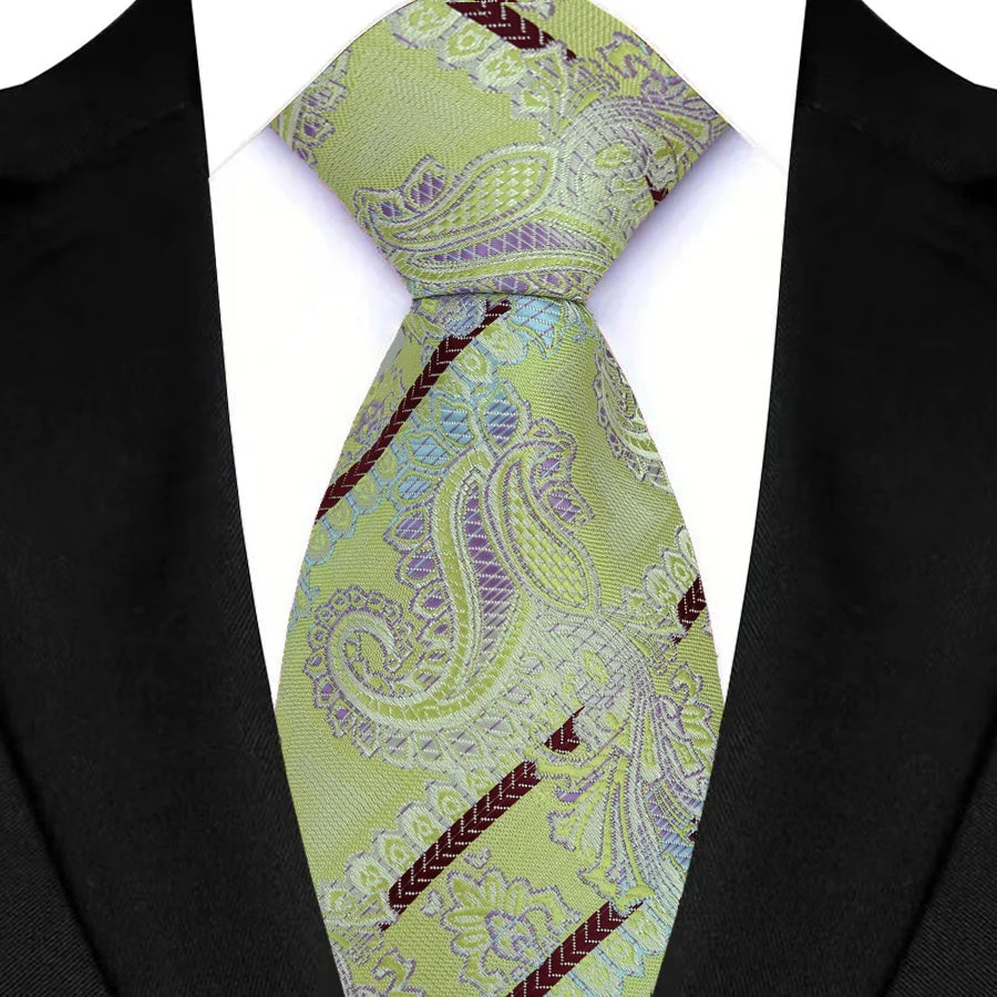  Luxury Green Color Floral Paisley Men's Ties