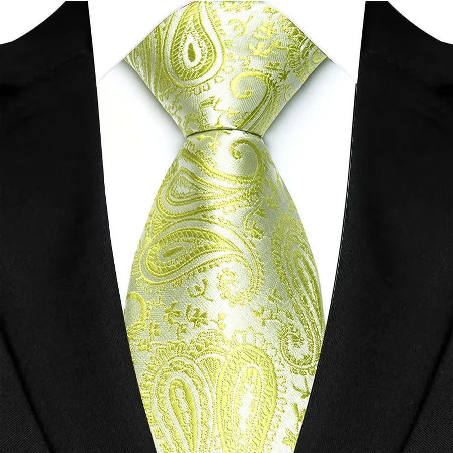 Luxury Green Color Floral Paisley Men's Ties