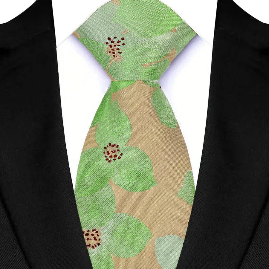  Luxury Green Color Floral Paisley Men's Ties