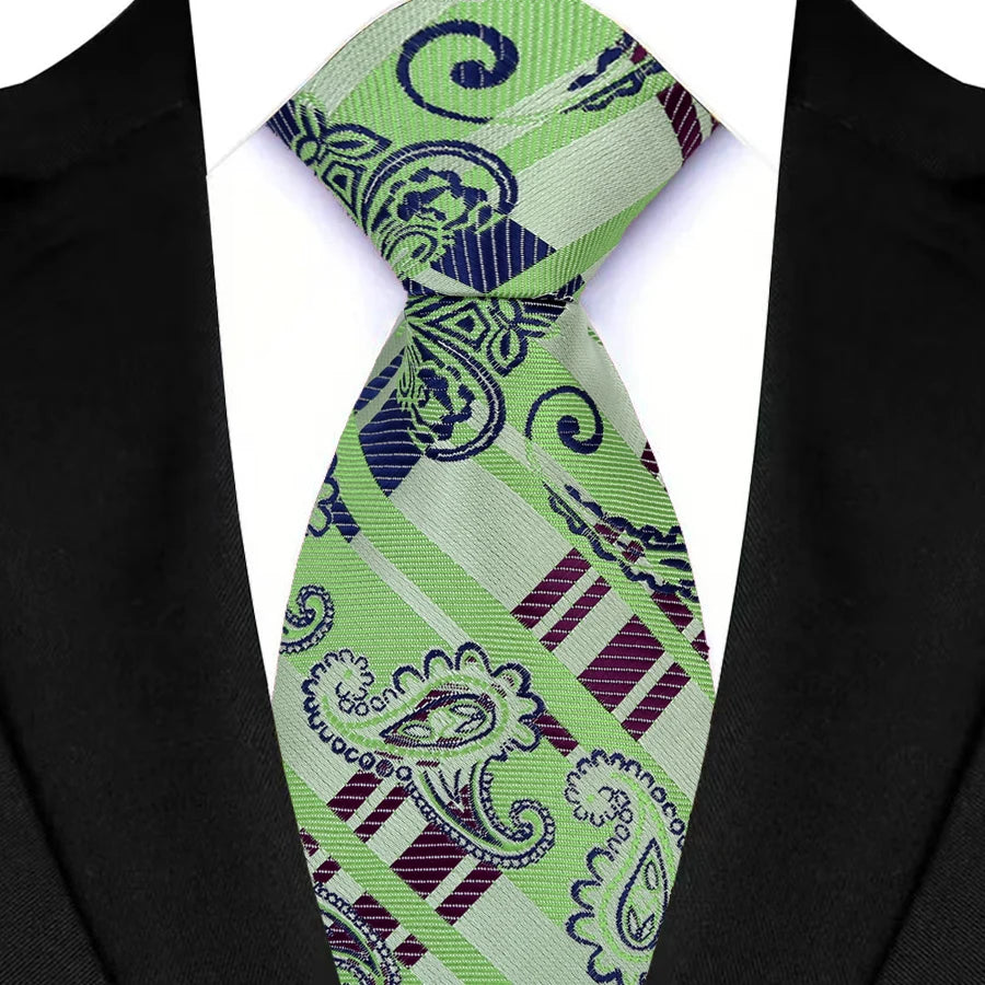 Luxury Green Color Floral Paisley Men's Ties