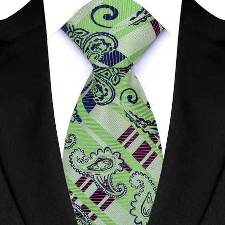 Luxury Green Color Floral Paisley Men's Ties