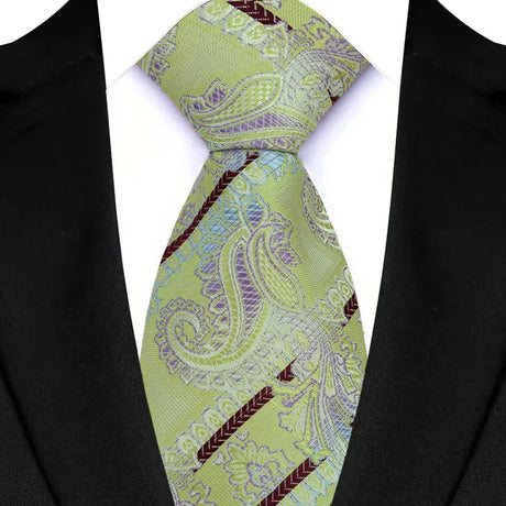 Luxury Green Color Floral Paisley Men's Ties