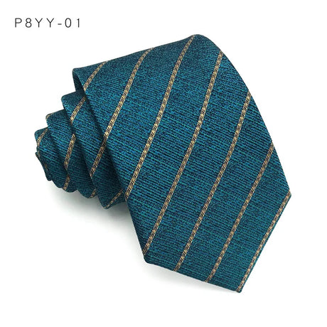 Luxury Green Striped Plaid Jacquard Woven Necktie