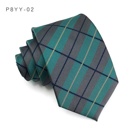 Luxury Green Striped Plaid Jacquard Woven Necktie