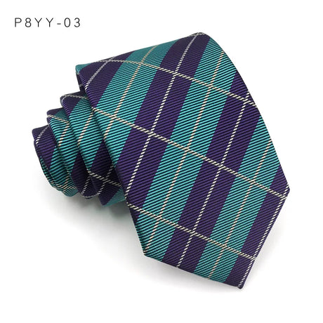 Luxury Green Striped Plaid Jacquard Woven Necktie
