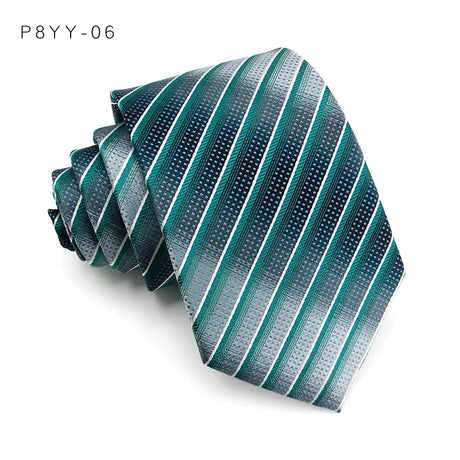 Luxury Green Striped Plaid Jacquard Woven Necktie