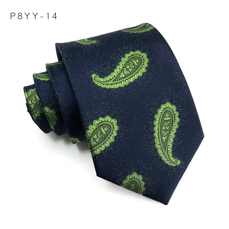 Luxury Green Striped Plaid Jacquard Woven Necktie