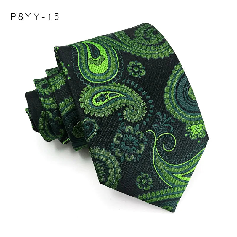 Luxury Green Striped Plaid Jacquard Woven Necktie