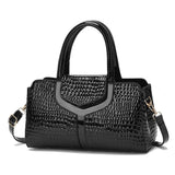 Black Luxury Handbag Classic Crocodile Pattern