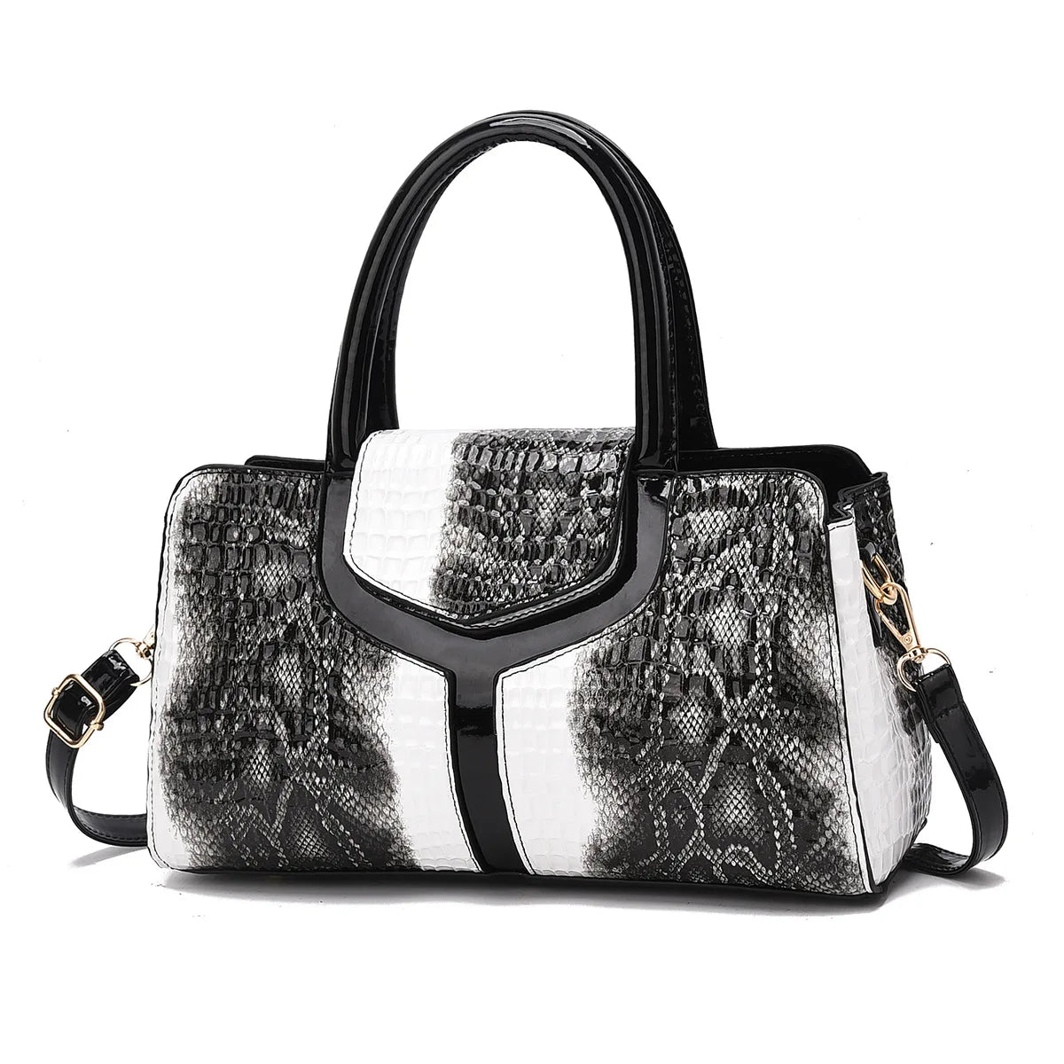 black white Luxury Handbag Classic Crocodile Pattern