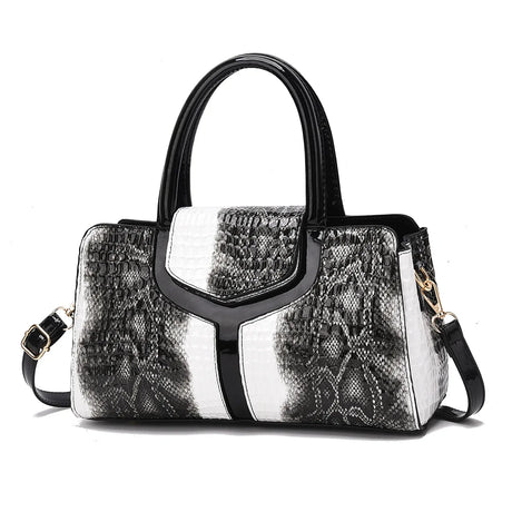 black white Luxury Handbag Classic Crocodile Pattern