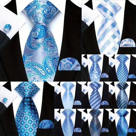 Collection of Luxury Hanky Cufflinks Set Jacquard 8cm Necktie