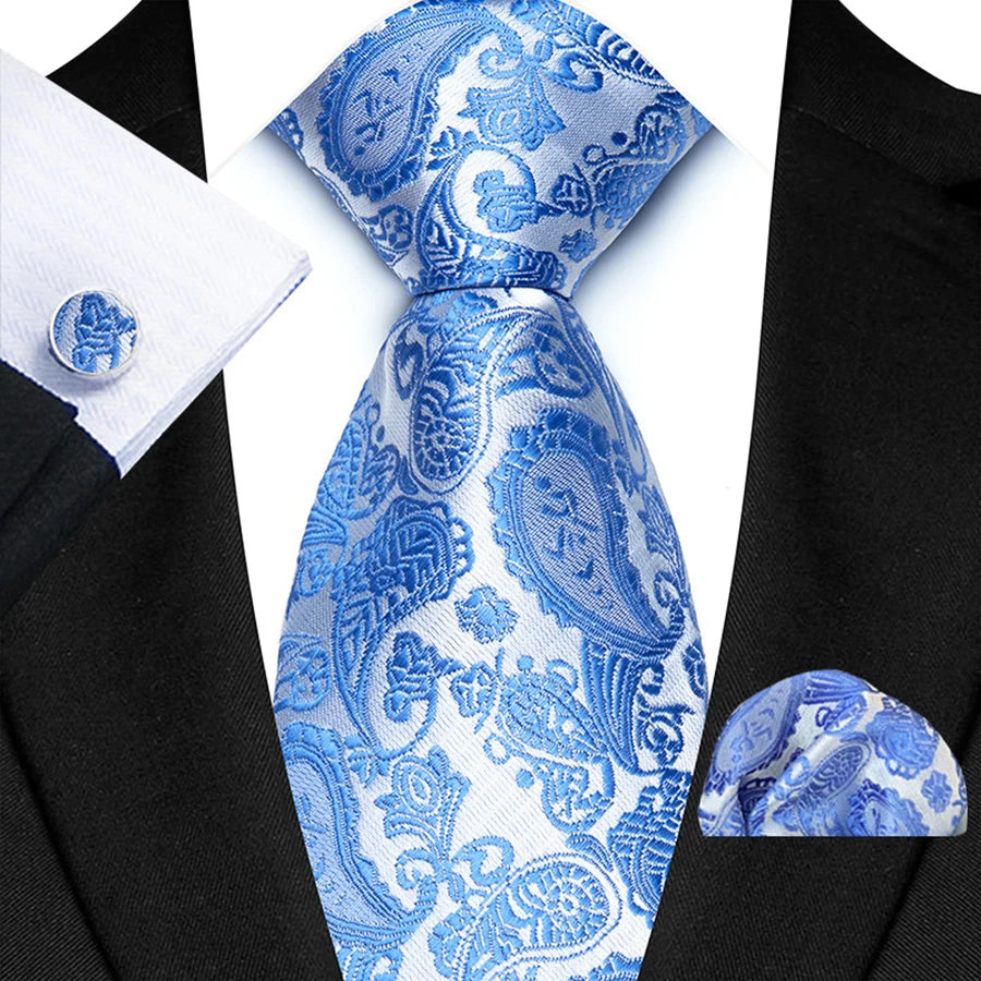 Luxury Hanky Cufflinks Set Jacquard 8cm Necktie