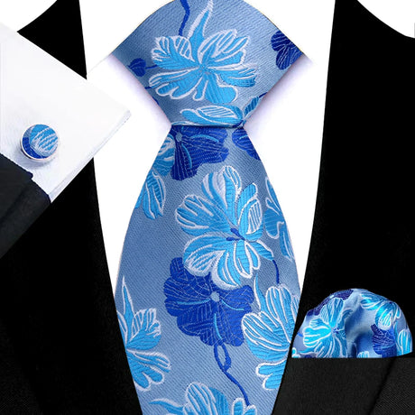 Luxury Hanky Cufflinks Set Jacquard 8cm Necktie