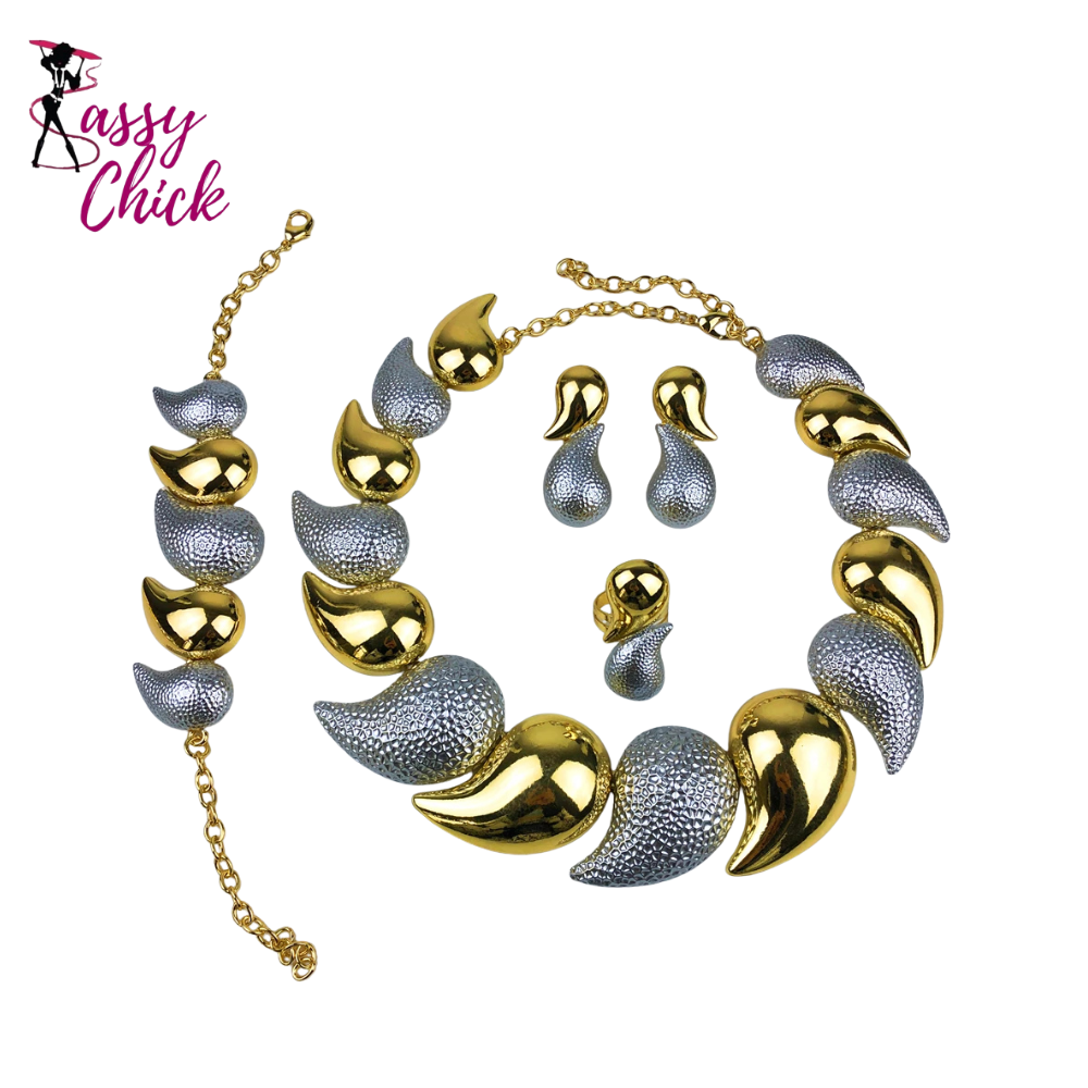 Luxury High Quality 18K Gold Plated Dubai Jewelry Set Sassy Chick Logo