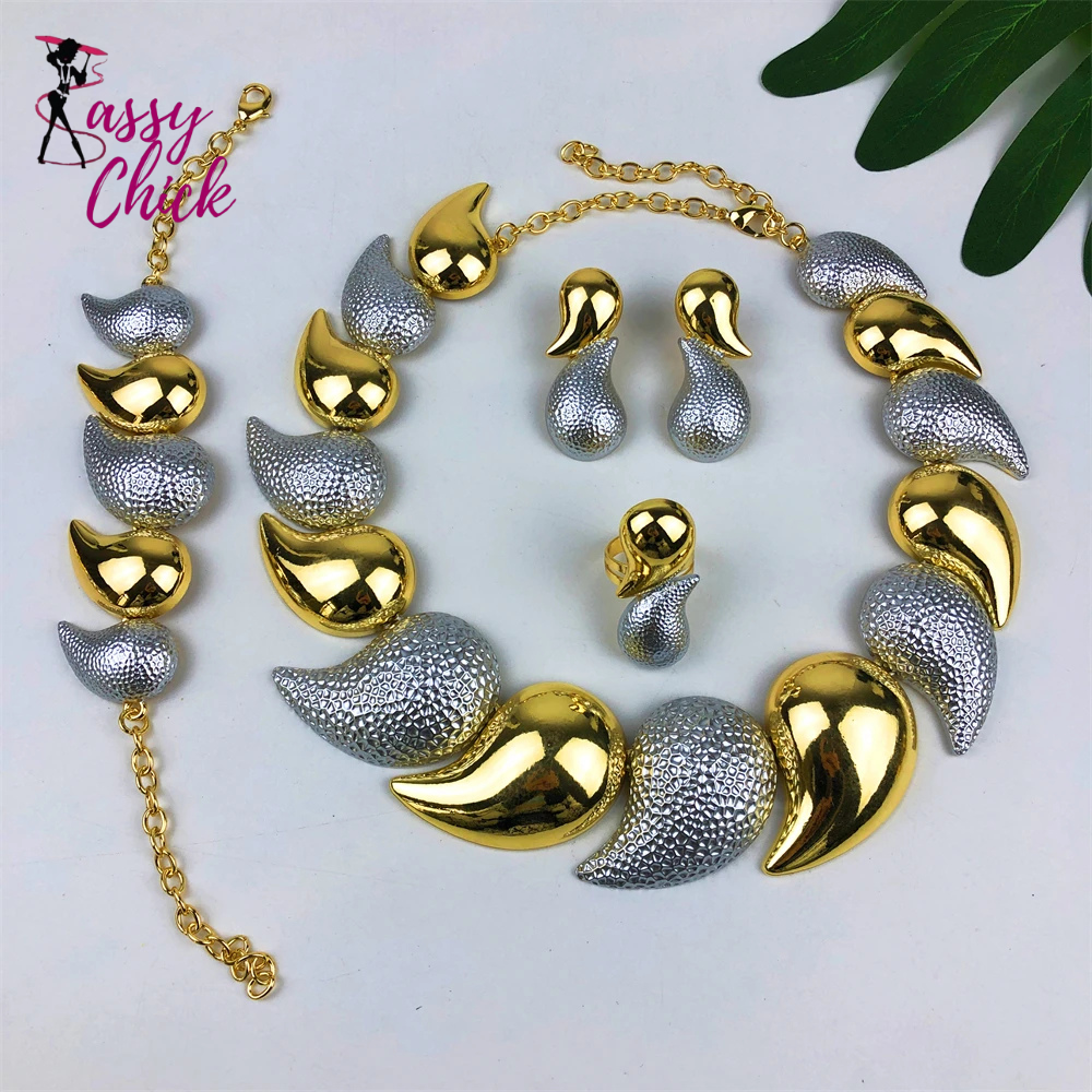 Luxury High Quality 18K Gold Plated Dubai Jewelry Set Sassy Chick Logo