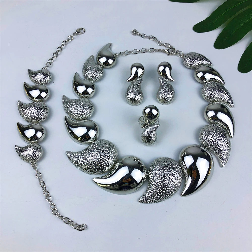 Silver Luxury High Quality 18K Gold Plated Dubai Jewelry Set