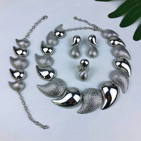 Silver Luxury High Quality 18K Gold Plated Dubai Jewelry Set