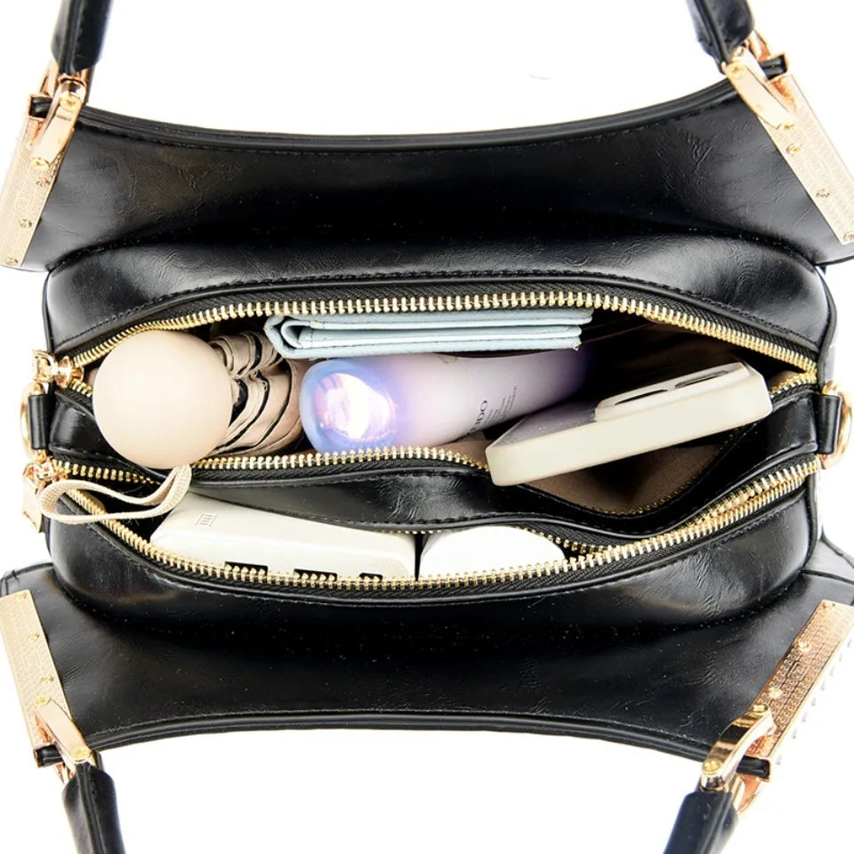 Compartment Luxury Hobos Alligator Patent Leather Handbag