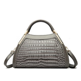 Gray Luxury Hobos Alligator Patent Leather Handbag