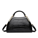 Black Luxury Hobos Alligator Patent Leather Handbag