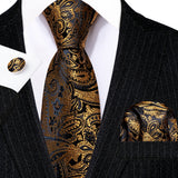 Luxury Jacquard Gold Silk Men Tie