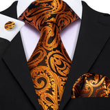 Luxury Jacquard Gold Silk Men Tie