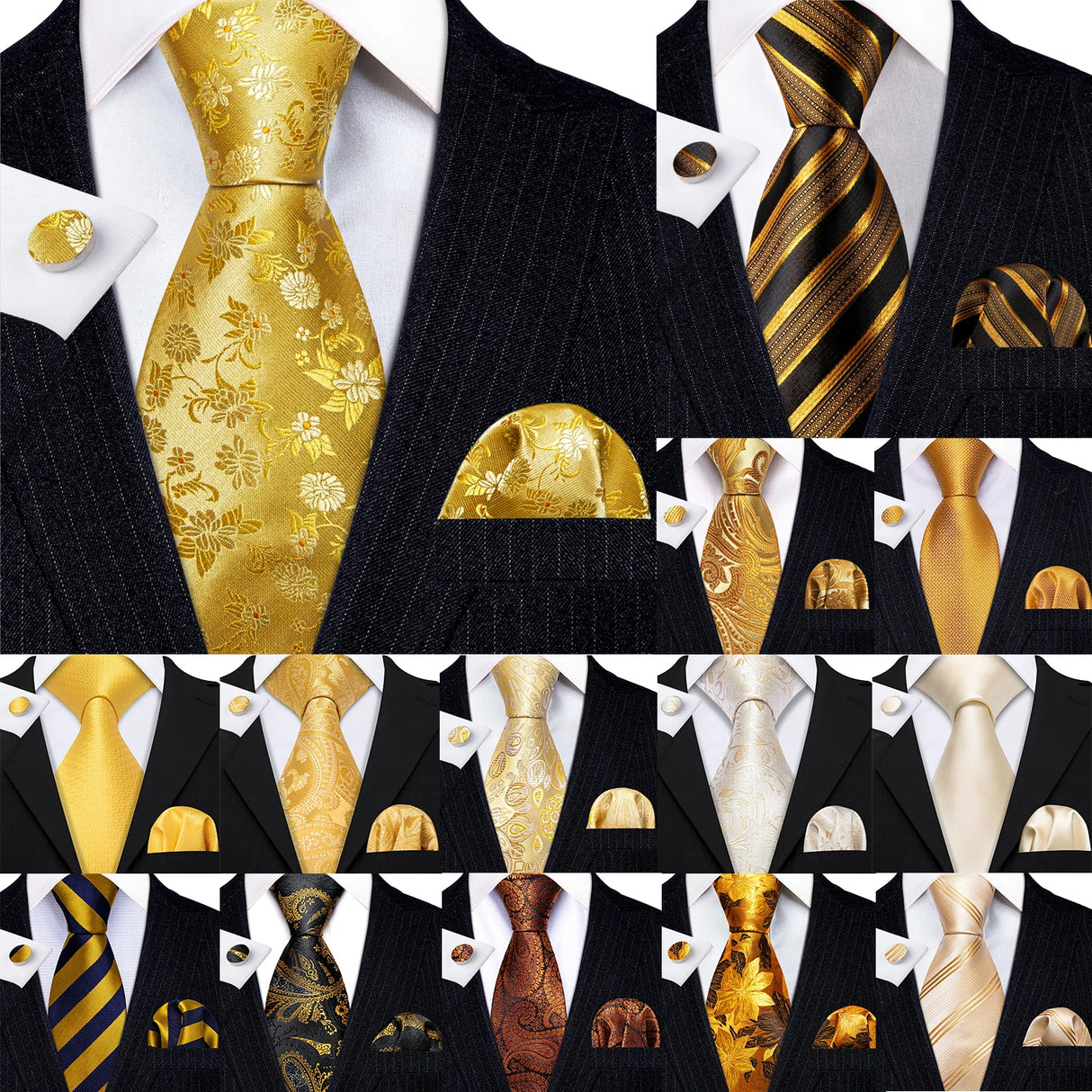 Luxury Jacquard Gold Silk Men Tie