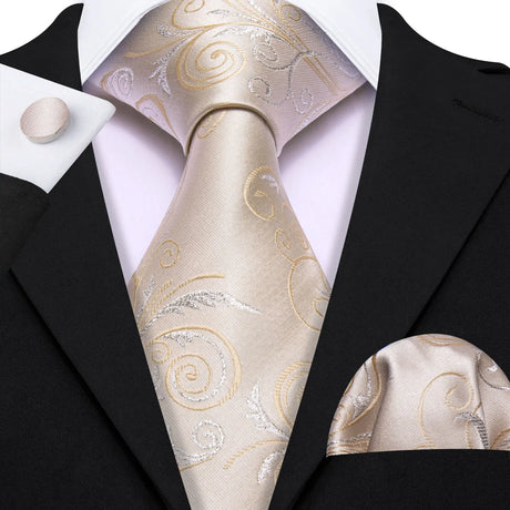 Luxury Jacquard Gold Silk Men Tie