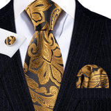 Luxury Jacquard Gold Silk Men Tie