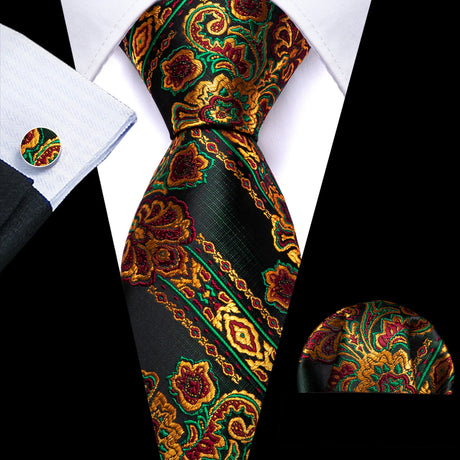 Luxury Jacquard Gold Silk Men Tie