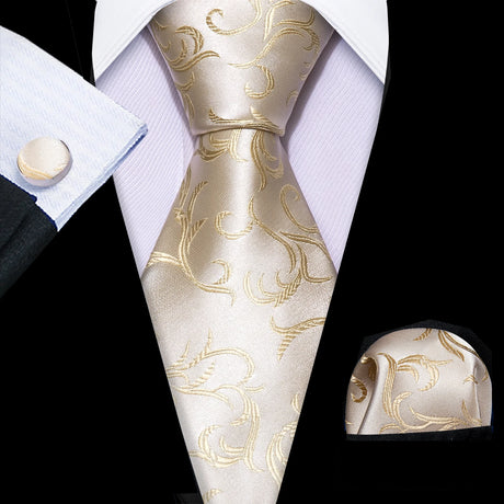 Luxury Jacquard Gold Silk Men Tie