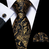 Luxury Jacquard Gold Silk Men Tie