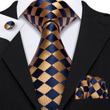 Luxury Jacquard Gold Silk Men Tie