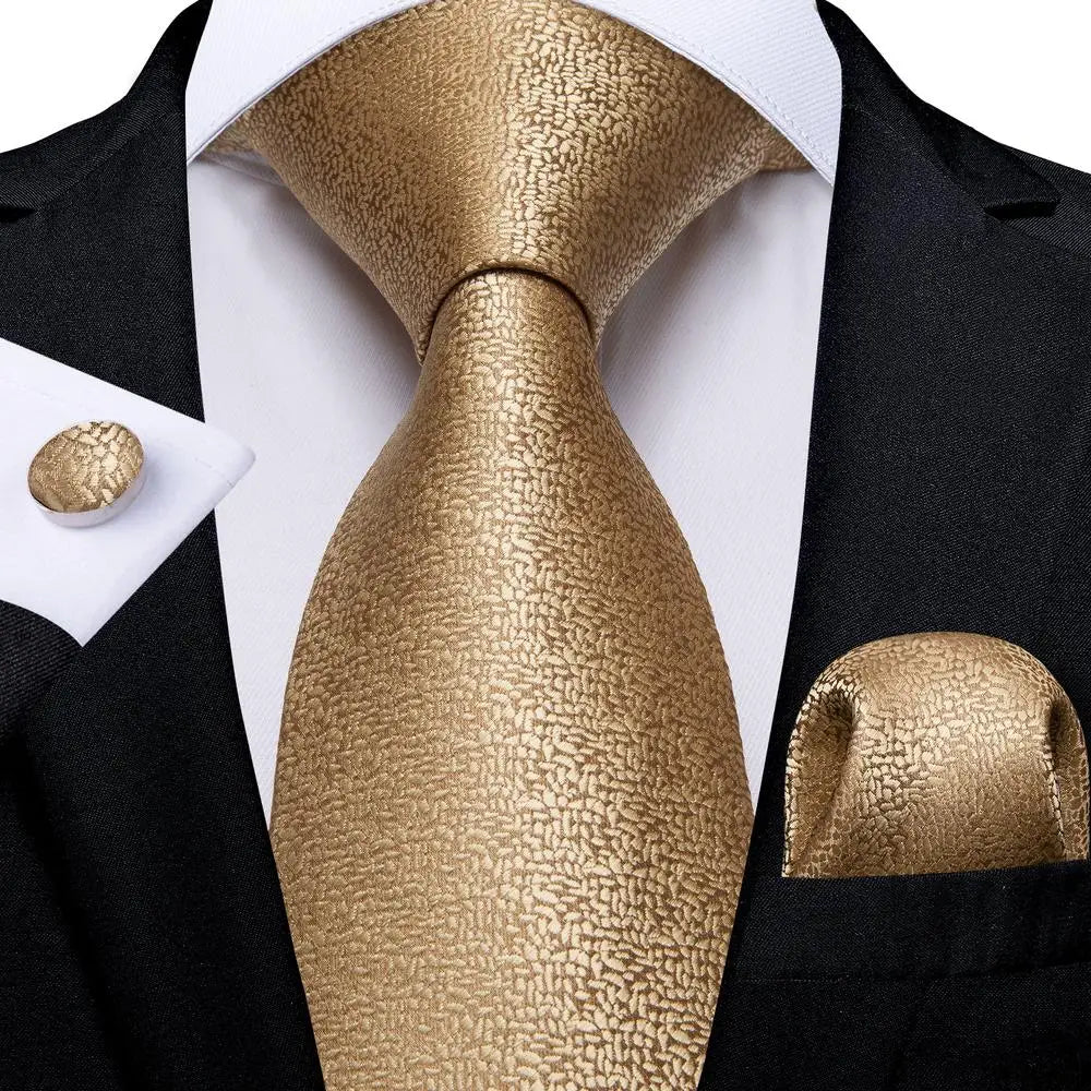 Luxury Jacquard Gold Silk Men Tie