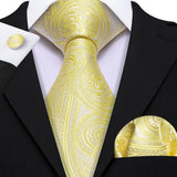 Luxury Jacquard Gold Silk Men Tie