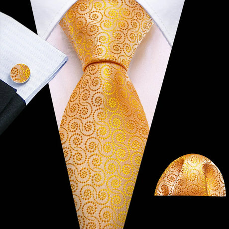 Luxury Jacquard Gold Silk Men Tie