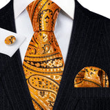 Luxury Jacquard Gold Silk Men Tie