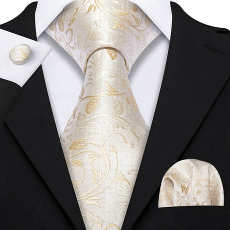 Luxury Jacquard Gold Silk Men Tie