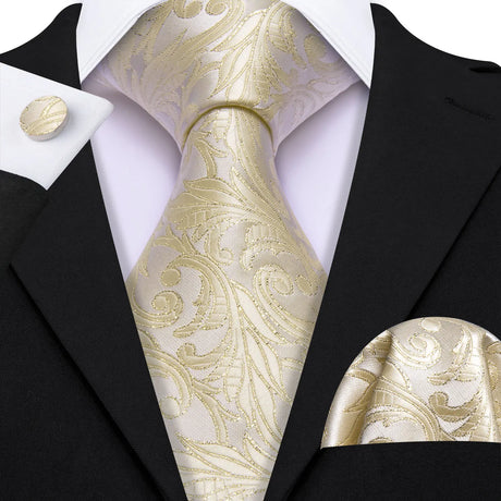 Luxury Jacquard Gold Silk Men Tie