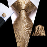 Luxury Jacquard Gold Silk Men Tie